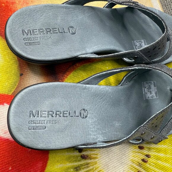 Merrell Select Fresh Air Cushion Womens Leather Comfort Sandals Slip On Wedge Me - Picture 3 of 8